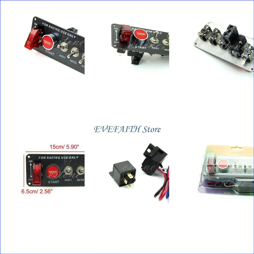 

124B Гоночный автомобиль 12 В Панель переключателя зажигания Кнопка запуска двигателя Светодиодный переключатель