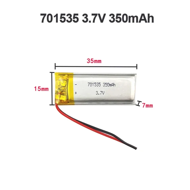 Imagem -03 - Li-bateria de Lítio do Polímero 3.7v 350mah para a Máquina do Cartão de Crédito Mp3 Mp4 Gps Dispositivo do Treinamento do Cão 20 Peças 701535