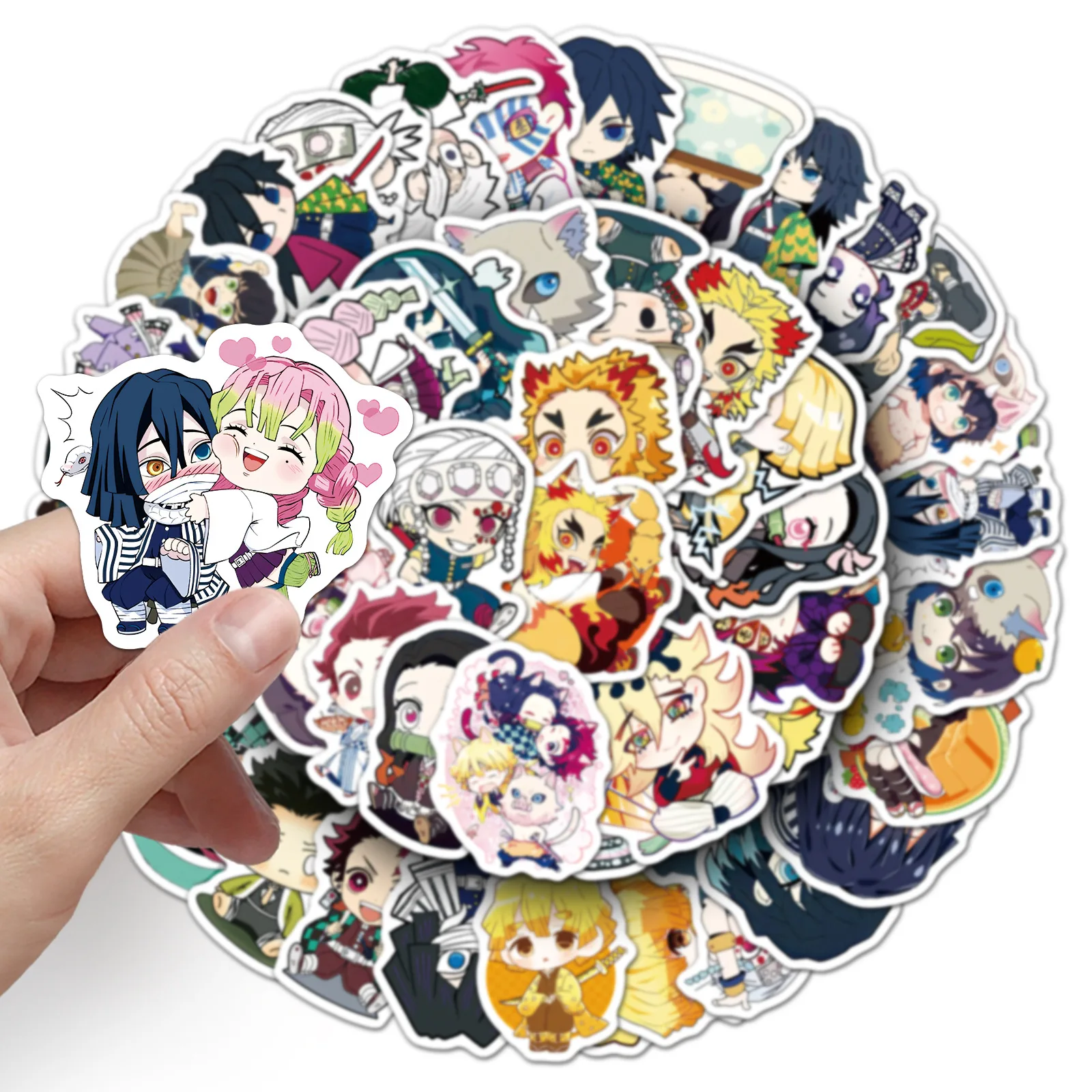 50pcs Anime Q Version Demon Slayer Japanese Creative Waterproof Decor Stickers for Phone Case, Tablet & Thermos Cup