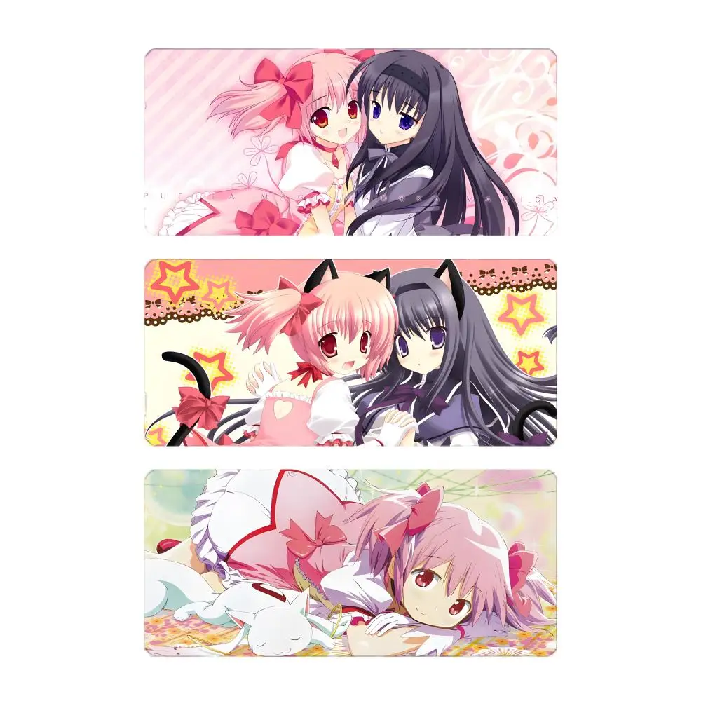 Cute Dark Anime P-Puella Magi Madoka Magica Mouse Pad Large Gaming Mousepad with Stitched Edges Thickened Desk Mat PC