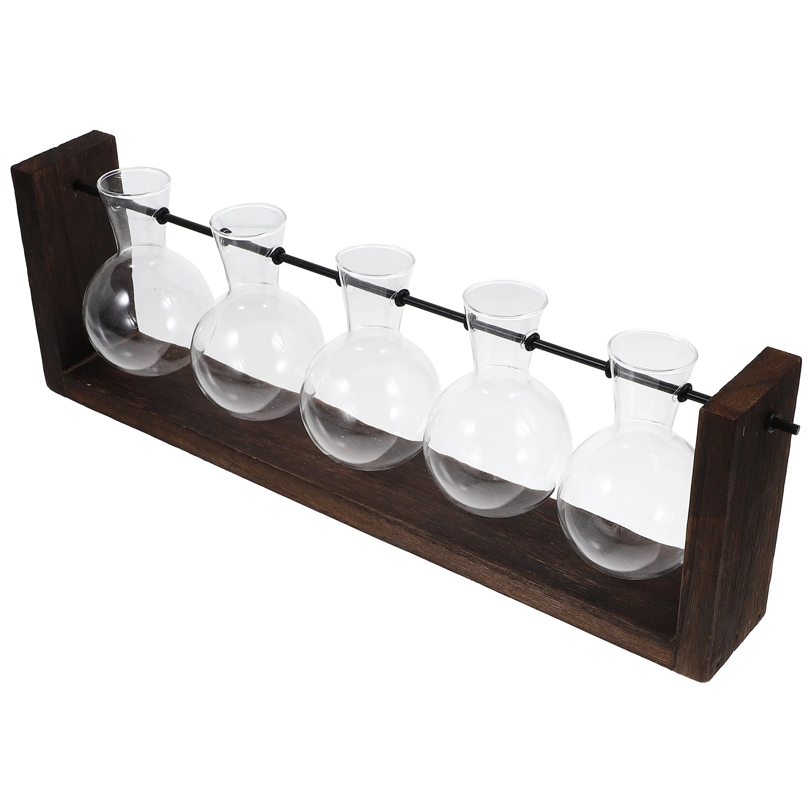 

Wall-Mounted Glass Planter Vase With Wooden Stand For Indoor Plants Hydroponic Wall Hanging Flower Display Vintage Style Scene