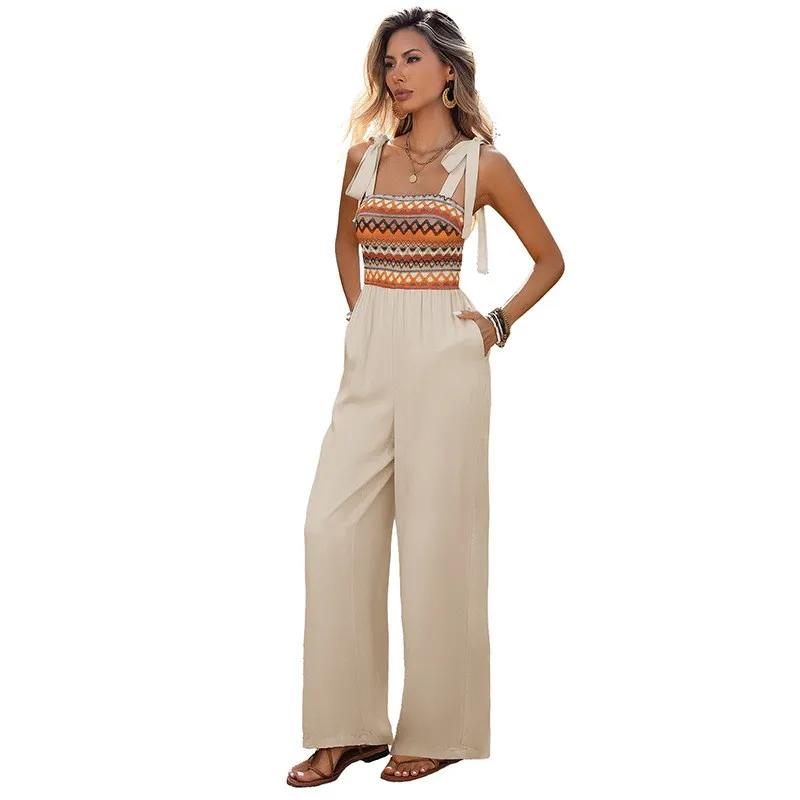 Spliced Patchwork Pants Full Length Straight Leg Mid Waist Casual Women Jumpsuit with Sleeveless Japanese Korean Winter Style