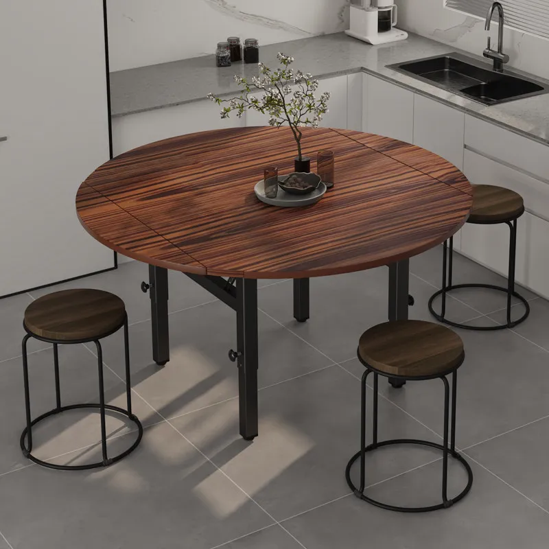 Dining table household small apartment square becomes round  lifting low table round eating table