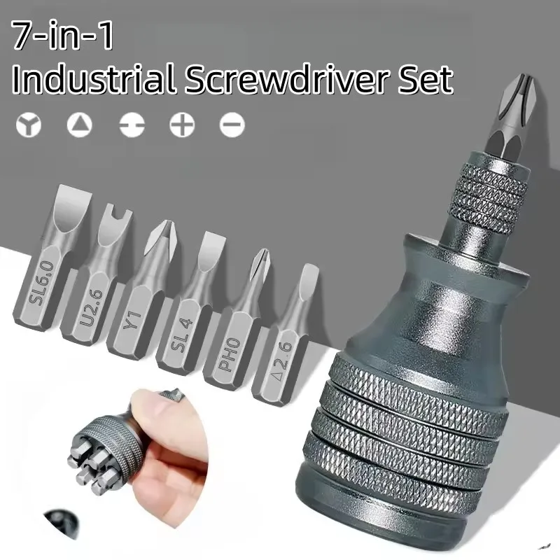 Precision Mini Screwdriver Set with 1/4 Inch Magnetic Tip 7 in 1 Multi Bit Steel Hand Tool for Electronics Repair