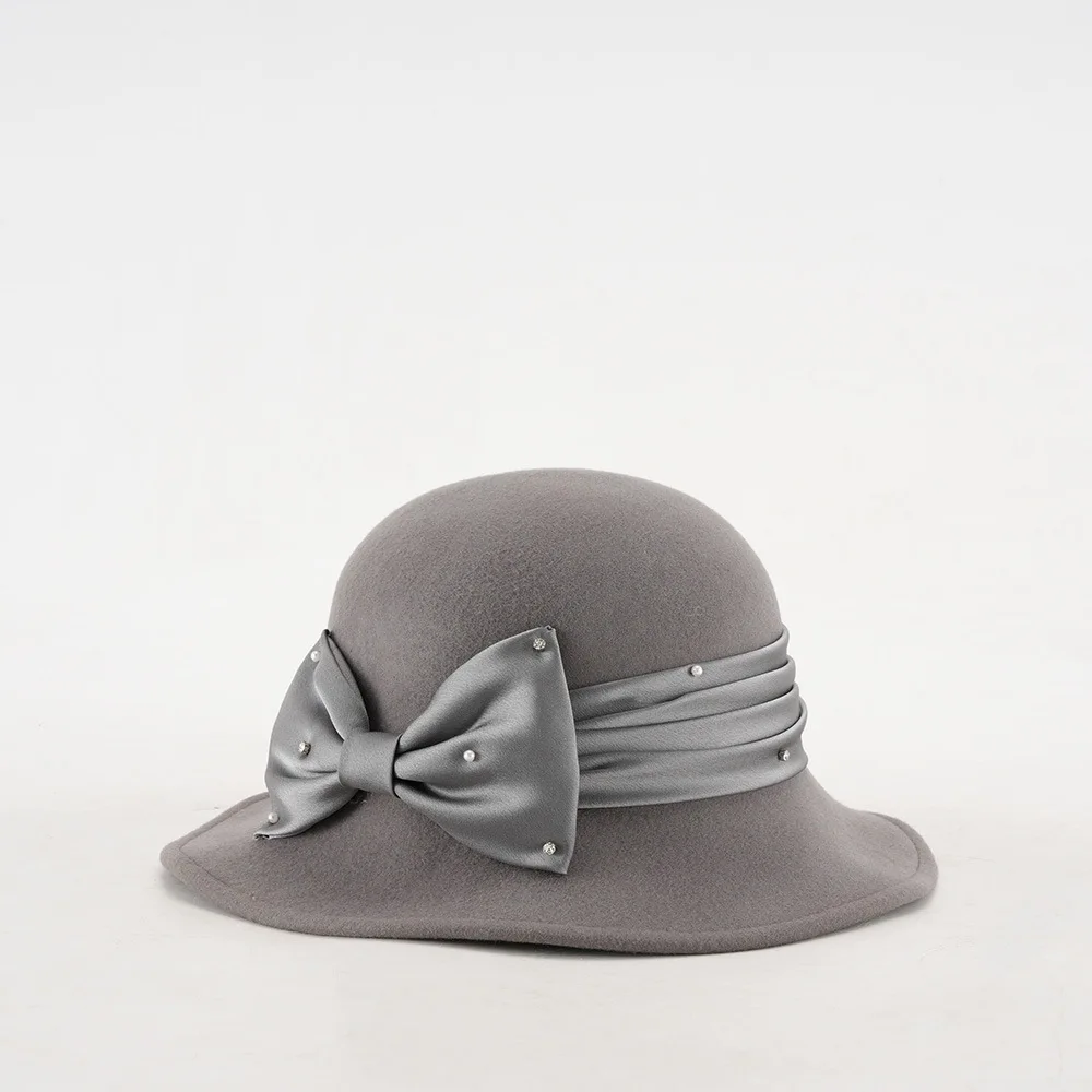 Elegant Woolen Hat for Women Vintage Fashionable Autumn Winter Stylish Noble Lady's Felted Cap Retro All-Match Bowl Hat