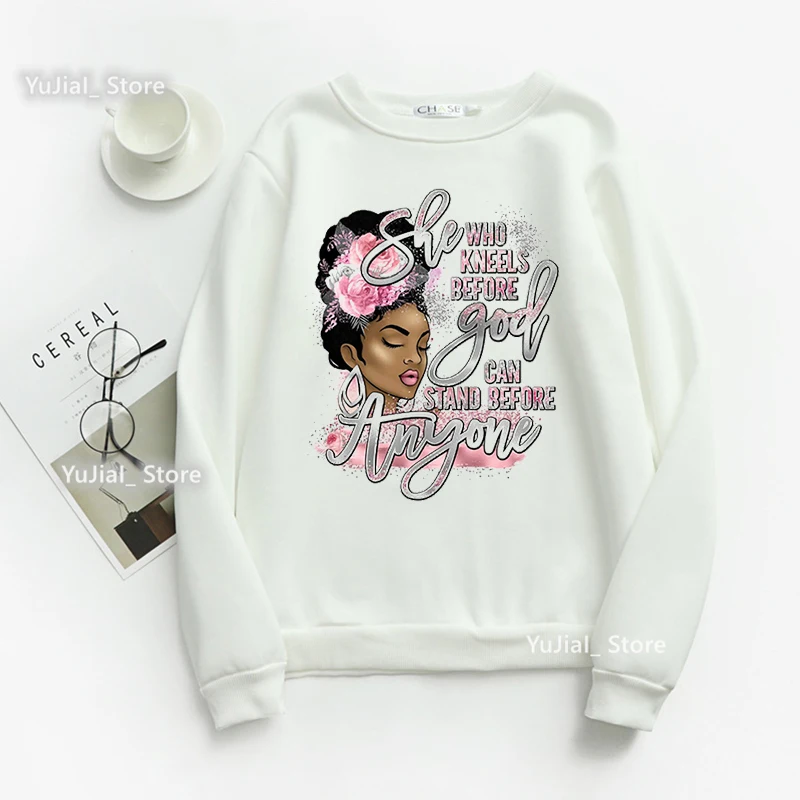 Sweat-shirt imprimé graphique pour femmes et filles, noir, à genoux, devant dieu, peut se tenir devant tout le monde, sweat à capuche magique, survêtement Harajuku