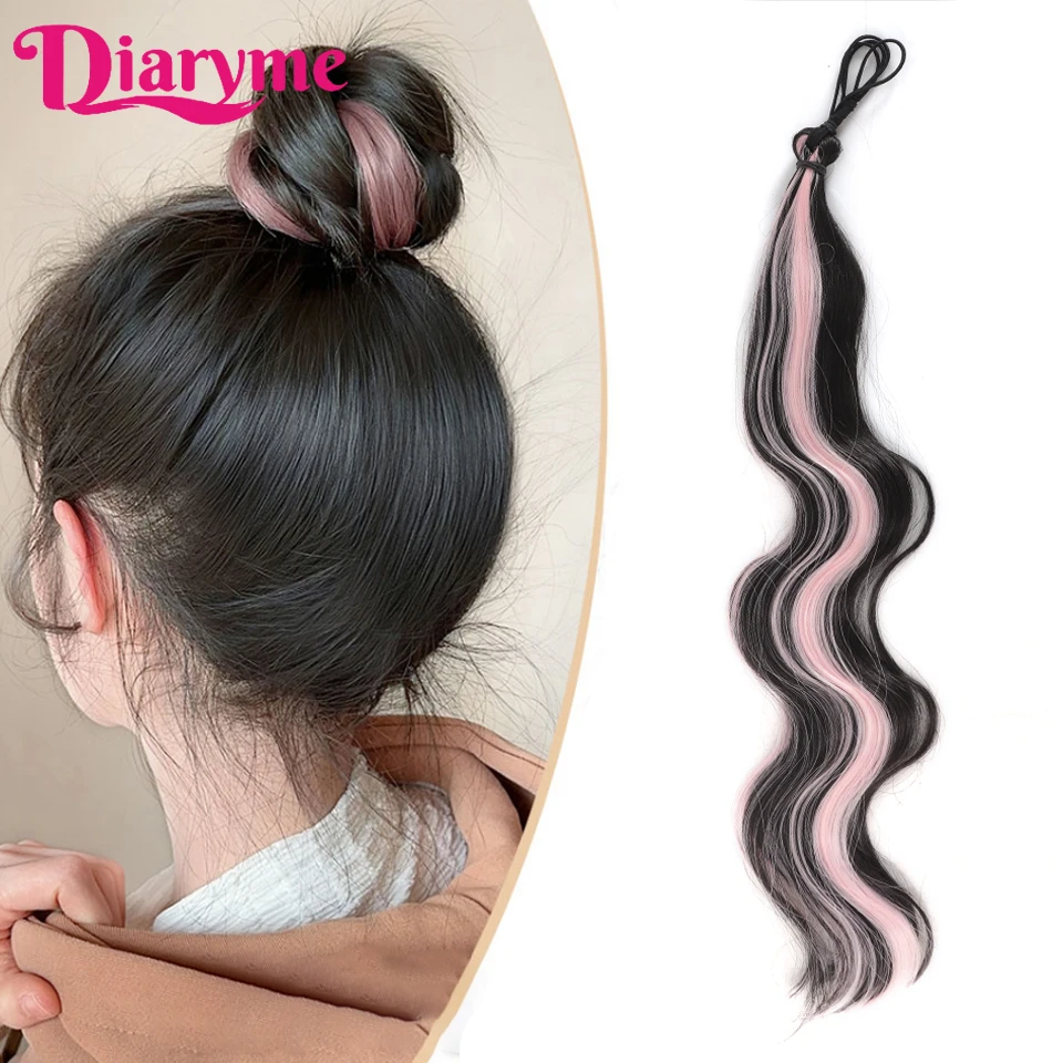 Sintético encaracolado rabo de cavalo cabelo Bundle, cabelo Bundle, extensões de cabelo, Fake Bun peruca, DIY, auto-liquidação trança, preguiçoso,