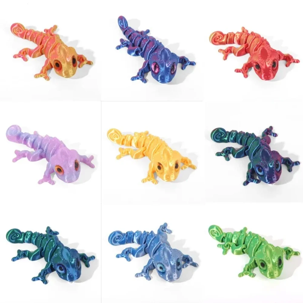3D Printing Chameleon Figures Multi-joint Movable Simulation Eyes for Home Accessories Kids Gift Living Room Decoration