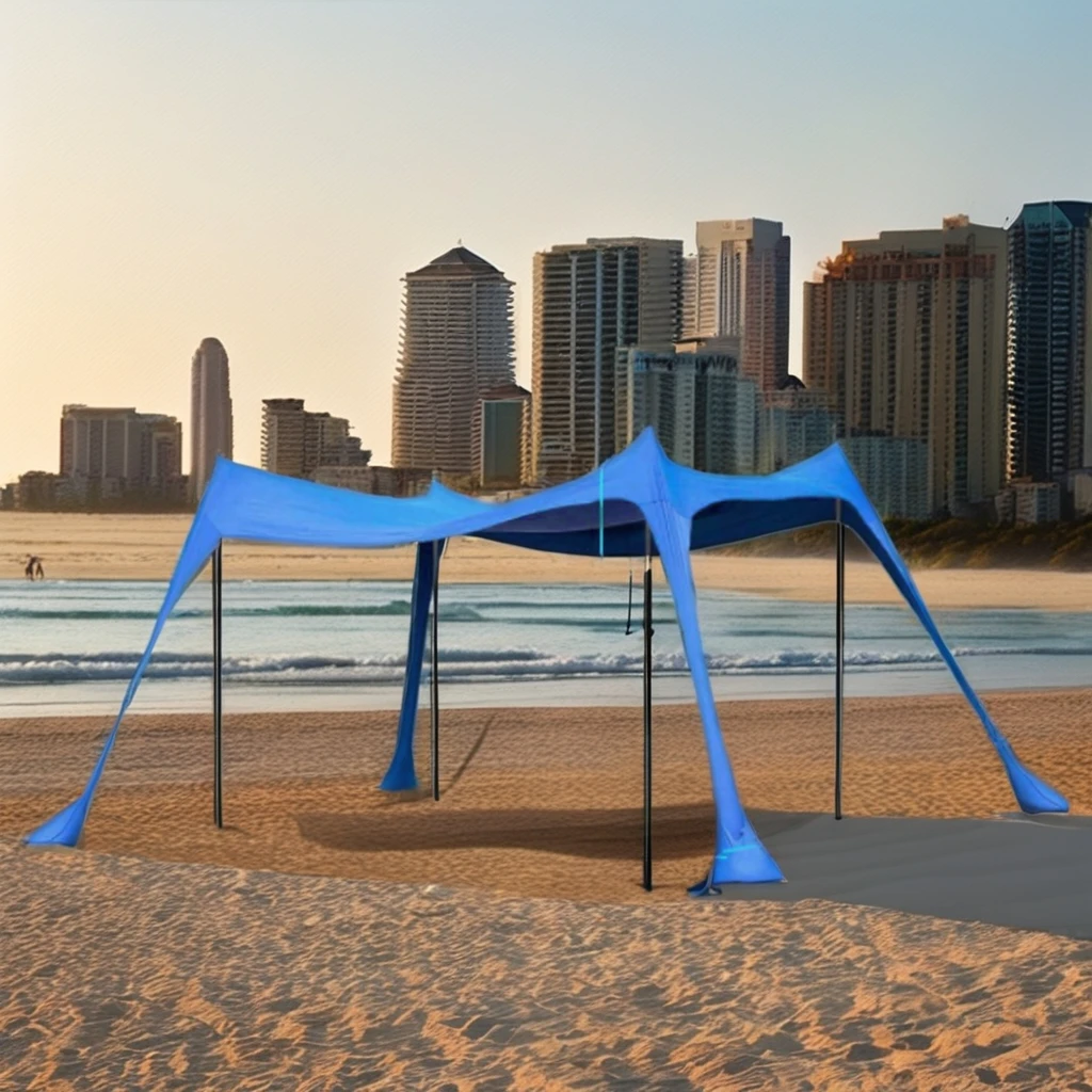 2026 Hot Sale Outdoor Beach Tent Fashionable UV Protection Sun Shade Canopy with Aluminum Pole for Camping & Sand Dredgingpromot