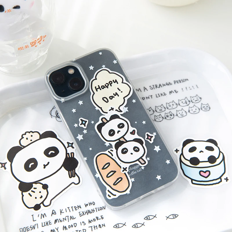 1 conjunto de adesivos de desenho animado gato cachorro fofo urso coelho panda crianças estudantes papelaria adesivos decorativos retrô à prova d'água