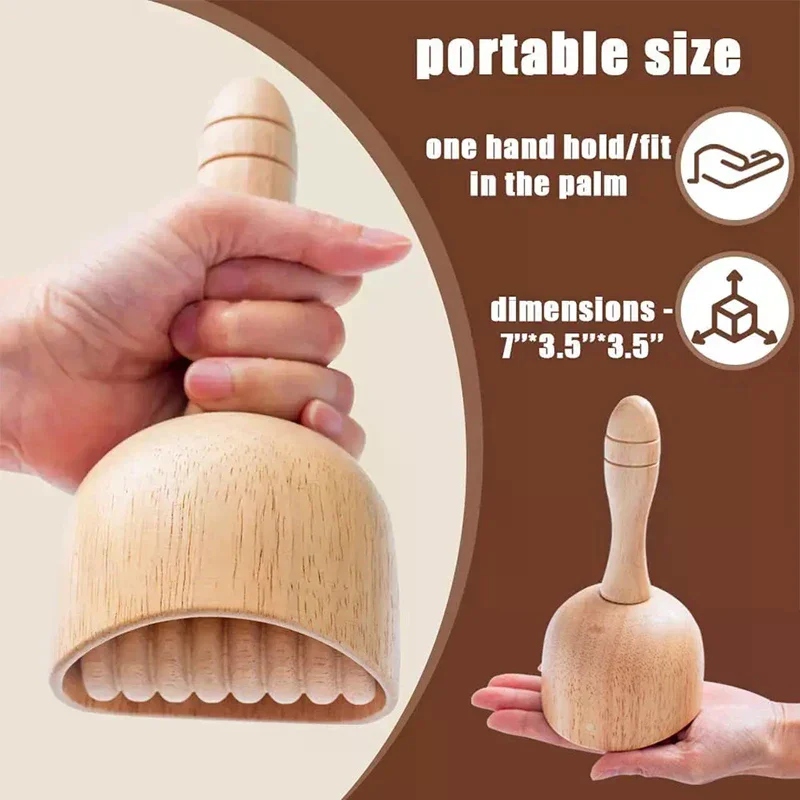 

1Pcs Wood Therapy Massage Cup With Roller Handheld Wooden Massage Cup Roller Massager Wood Cupping Therapy Meridian Massage Tool