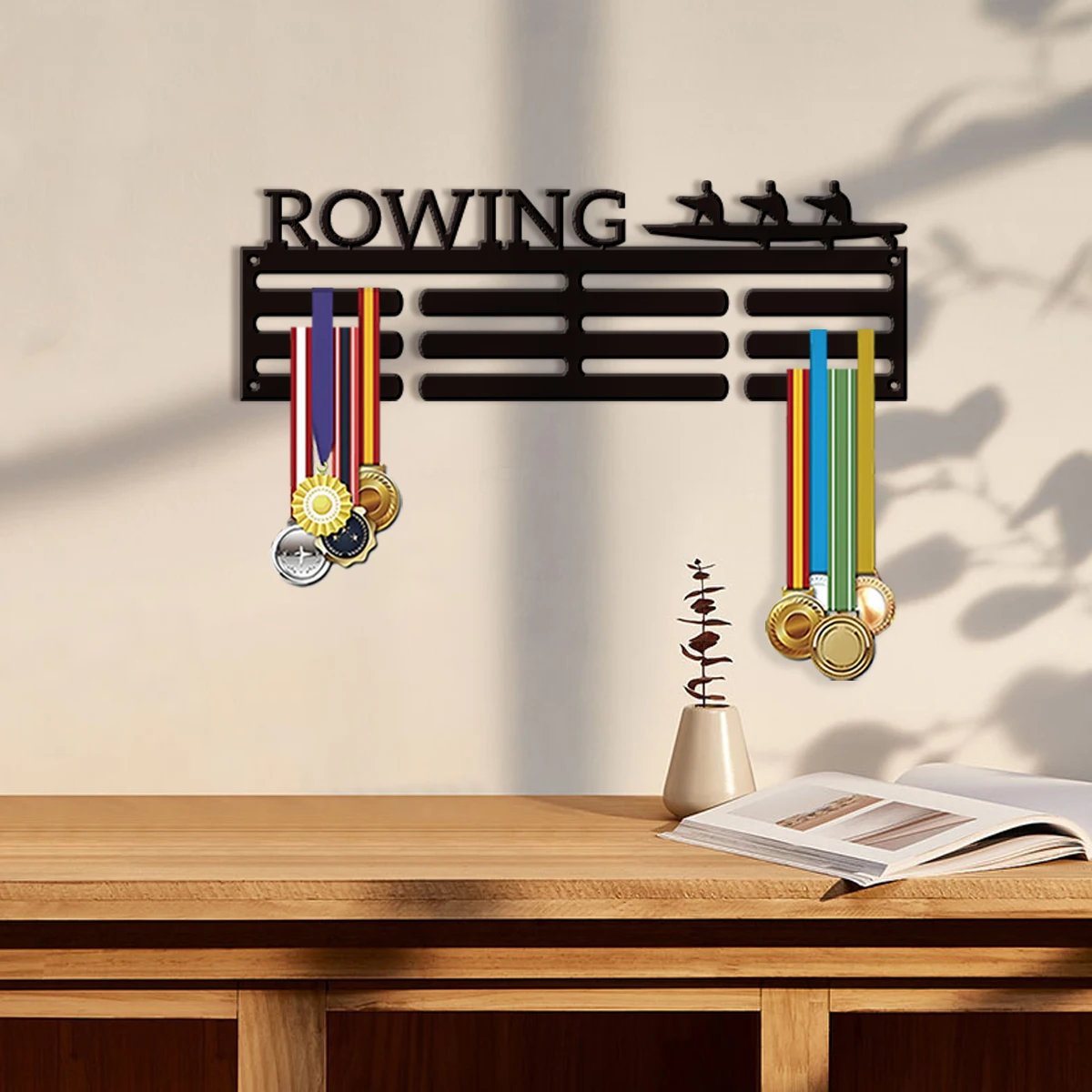 A customized Honor item basketball player Iron medal rack wall mounted trophy display rack with adjustable multiple hooks Suita - view 3