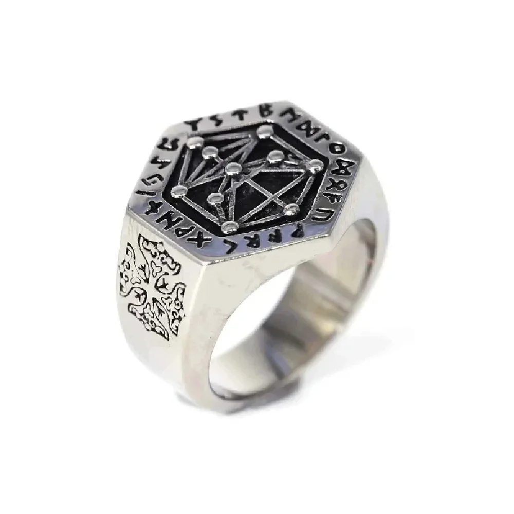 

Feng Shui Stainless Steel Ring Punk Titanium Kabbalah Tree Of Life Ring Nordic Viking Rune Seal Ring Finger Jewelry Male