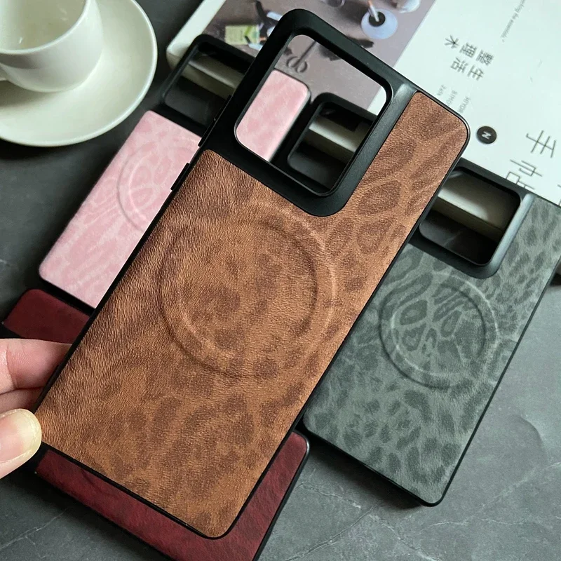Busine Sle Leather Phone Case for Motorola Edge 50 Ultra Fushion Pro G Play Power Stylus Leopard Floral Magsafe Protect Cover