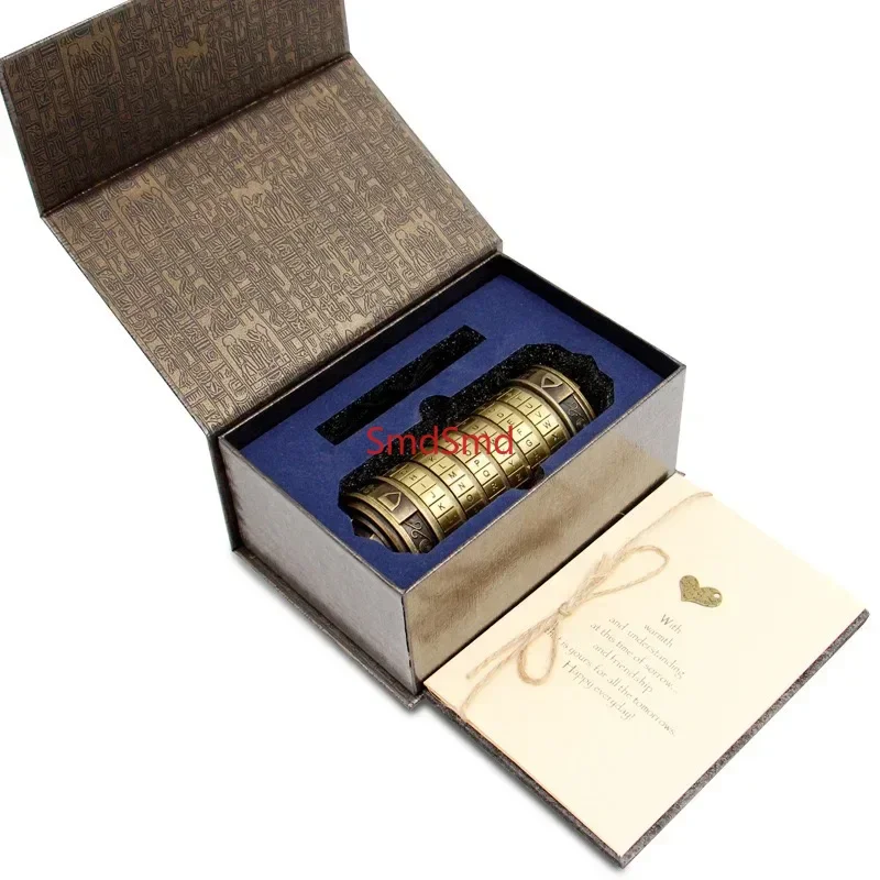 Password Lock and Gift Box Cylinder Retro Password Puzzle Hidden Compartment Couple Ring Valentine's Day/birthday Gift