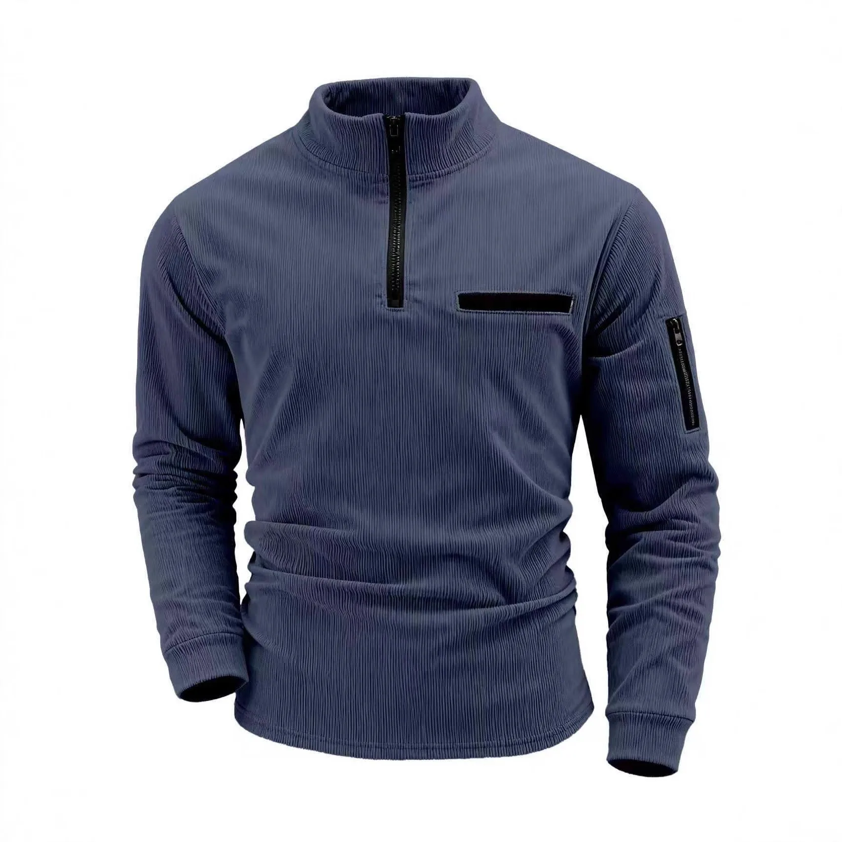

Spring Autumn Outdoor Sports Men's Casual Long Sleeve Polo Shirt Pullover Pocket Zipper Stand Collar Men Shirts Sweatshirts Tops