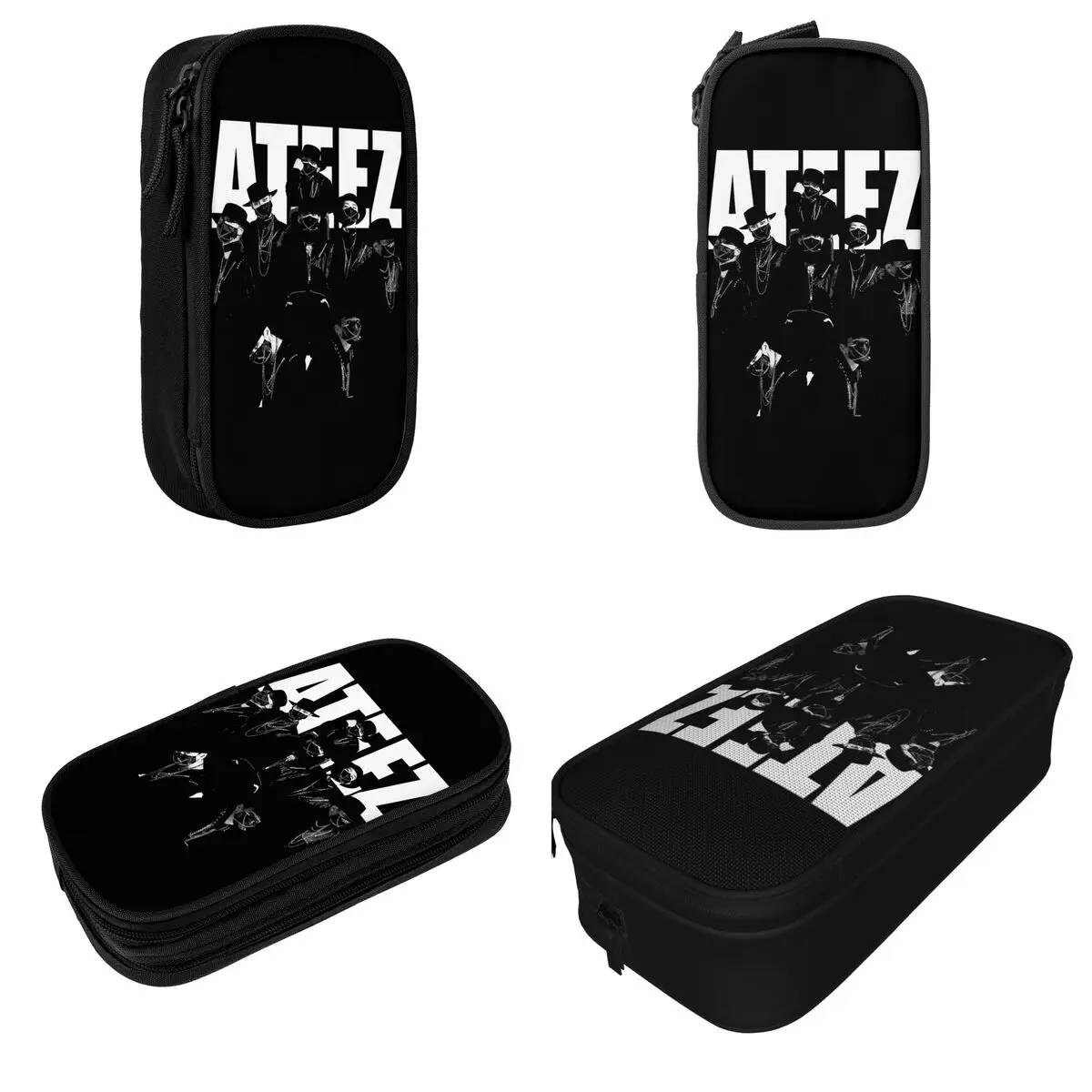 Imagem -02 - Kpop Ateez Music Estojos para Lápis Vintage Adorável Pen Bolsa Grande Armazenamento Presente Escolar para Estudantes Menino e Menina