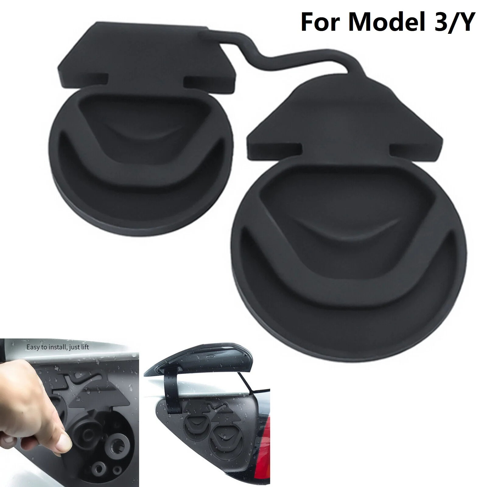 Car One-Piece Charging Port Protective Cover For Tesla Model 3 Y High Grade Silicone Waterproof Dustproof Cover Auto Accessories