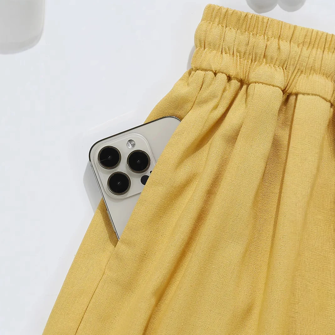 ฤดูร้อนใหม่ Hollow Lace กางเกงขาสั้นผู้หญิงเสื้อผ้าเอวยางยืดหลวมกางเกงขากว้างกางเกงขาสั้นผู้หญิง