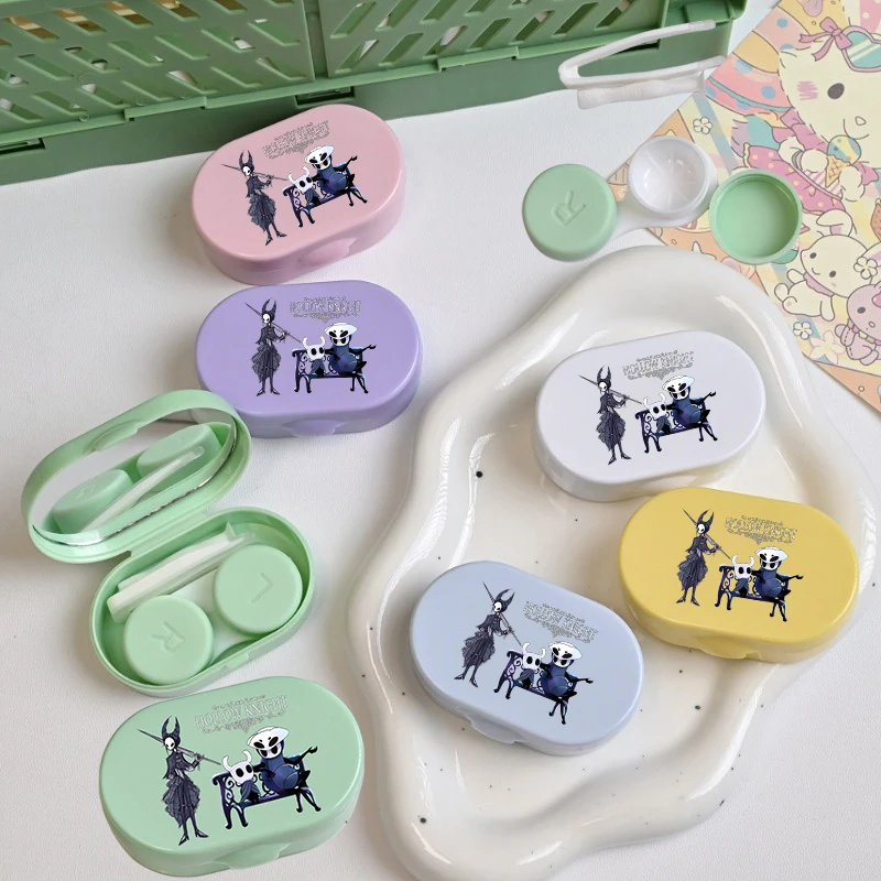 

Hollow Knight Contact Lens Case Cartoon Candy Color Contact Lenses Box Portable Contact Lens Case with Tweezer Suction Stick Set