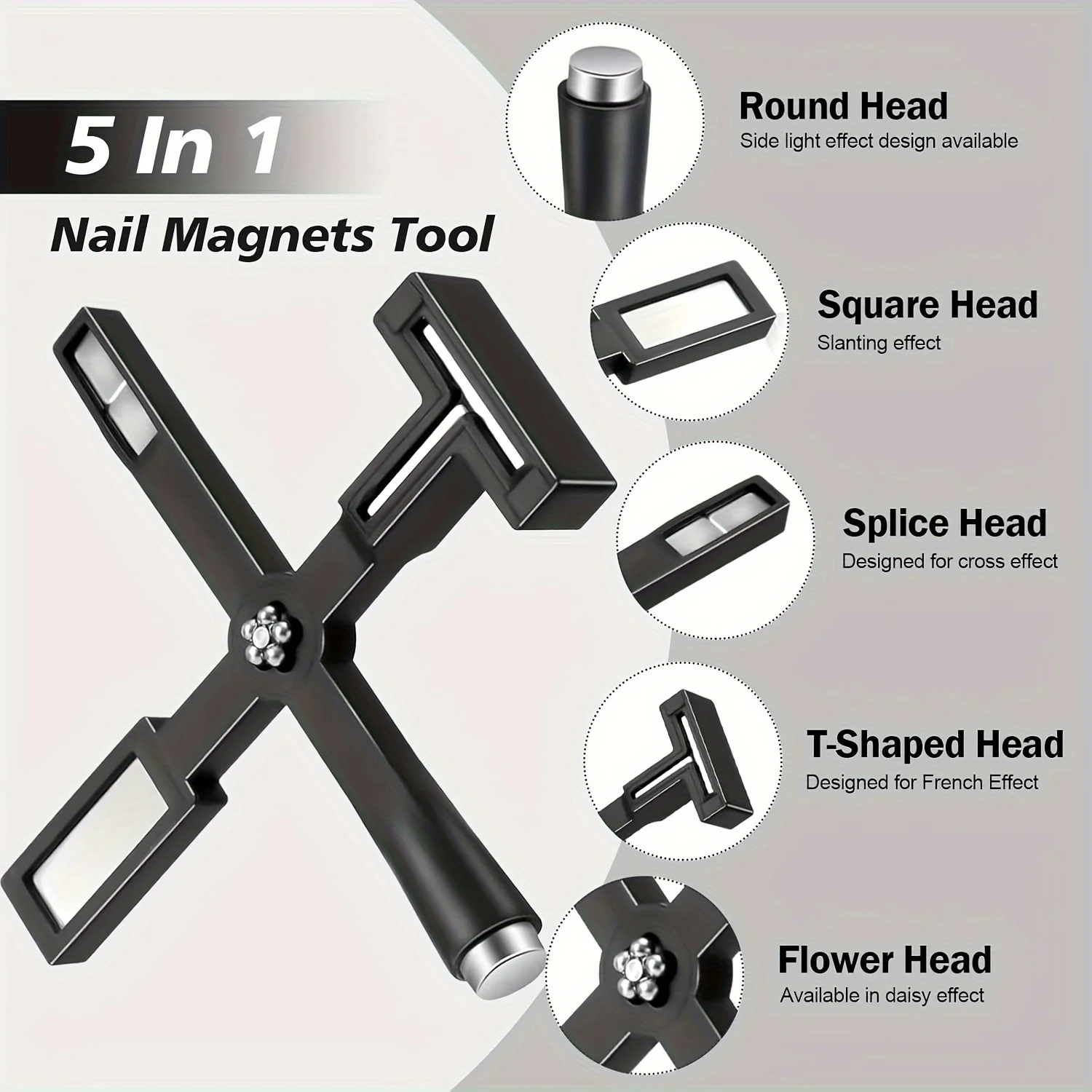 5 in 1 Nail Art Magnete Stick Cat Eye Gel magnetico per smalto gel per unghie Bordo magnetico multifunzione Strumento per unghie Magnete forte a croce