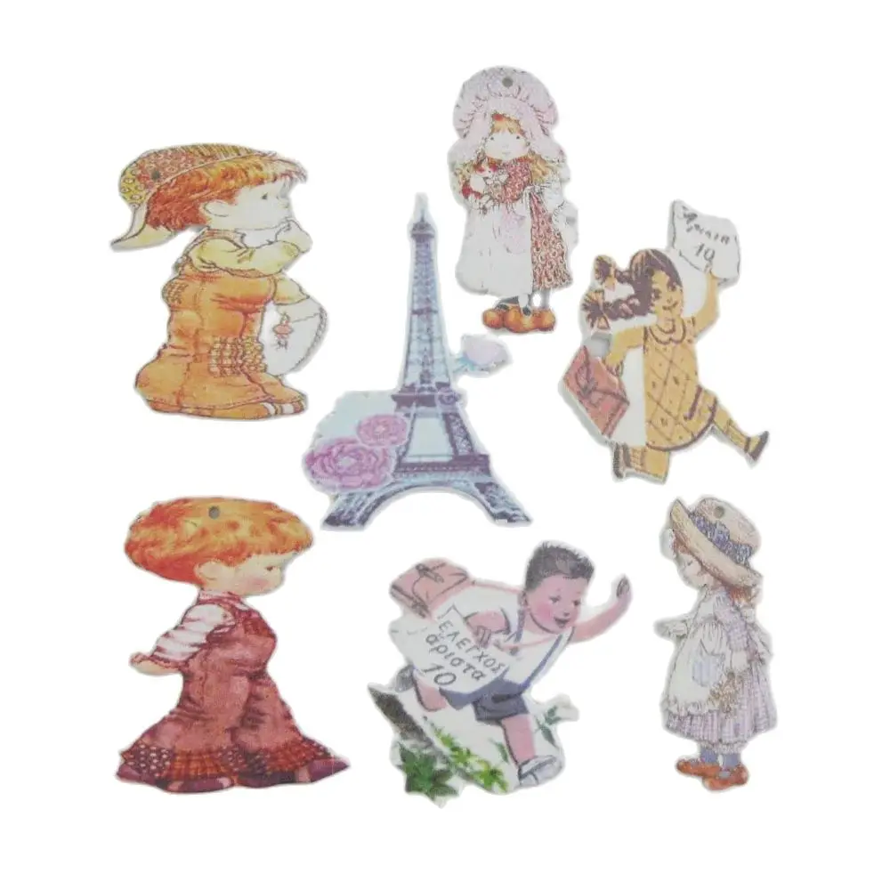 WBNAWE 20Pcs Single Hole Decorative Craft Buttons Handmade Scrapbooking Wooden Pieces DIY Sewing Accessory