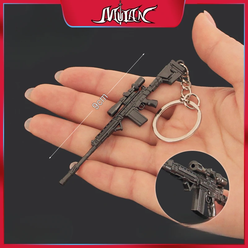 

Arena Breakout Game Peripherals Mini FAL Little Guns Metal Weapon Model Keychain Collectible Backpack Key Ring Gifts for Boy