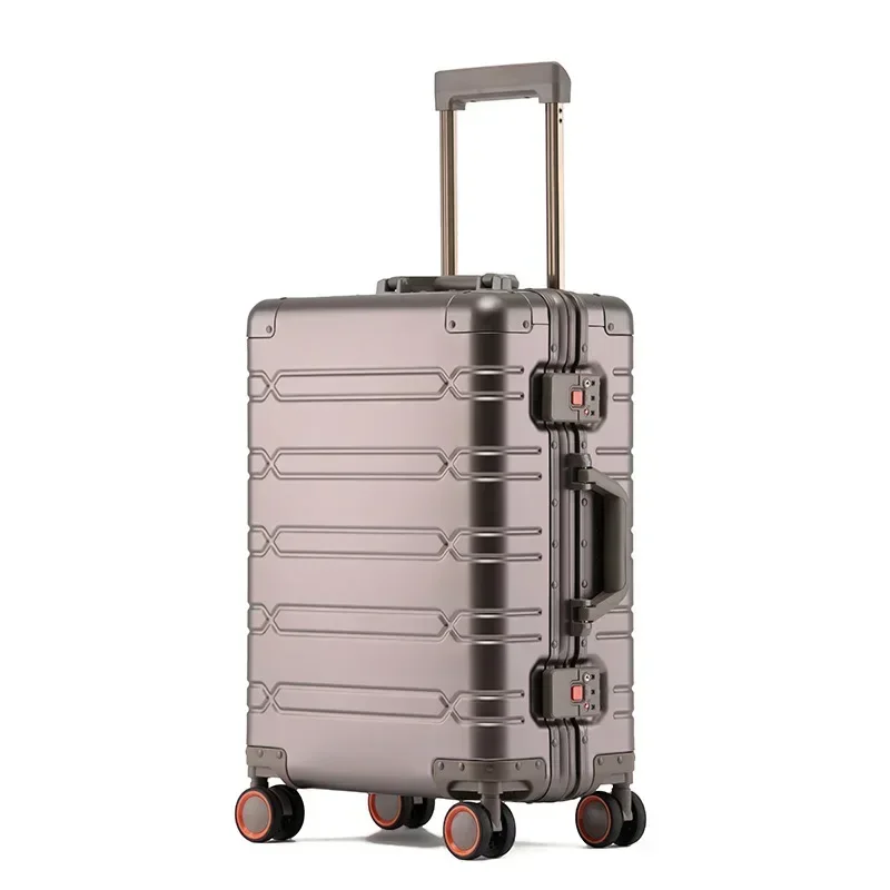 Travel Suitcase Aluminum-magnesium Alloy Unisex Business Rolling Luggage on Wheels Trolley Luggage Carry-Ons Cabin Suitcase