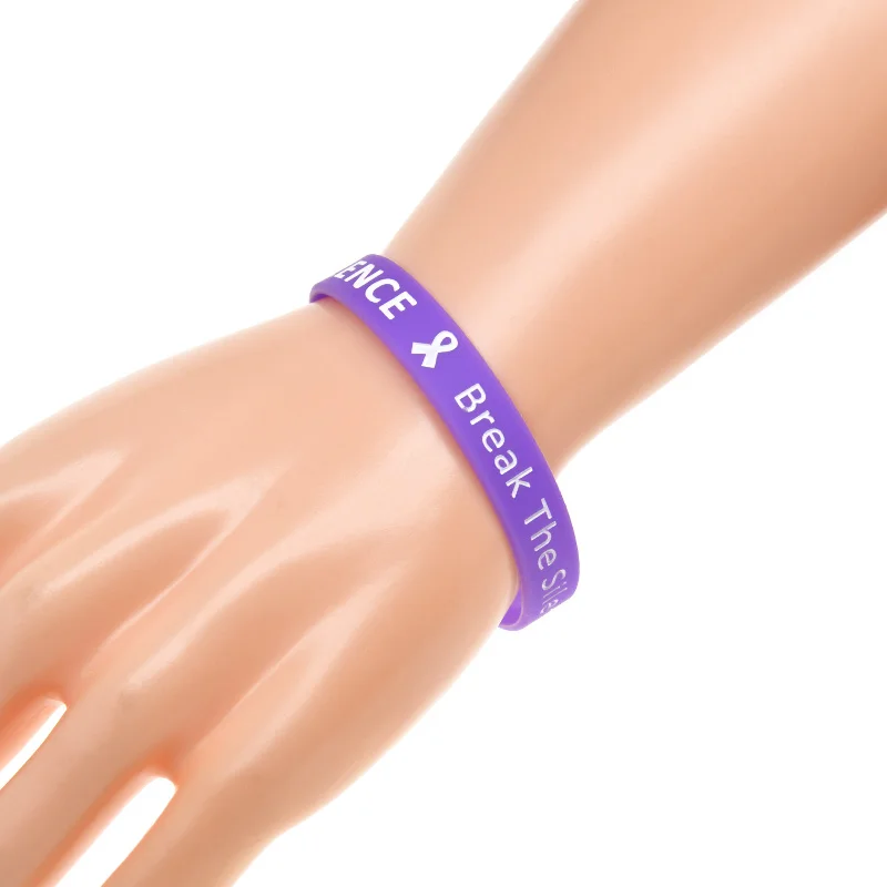 1 PC End Domestic Violence Break The Silence Silikonarmband Lila Sport-Gummiband – Detail 9