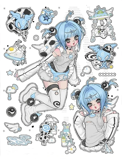 2pcs Angel Girl Sticker Goo Card Character Sticker Notebook Material DIY view 2