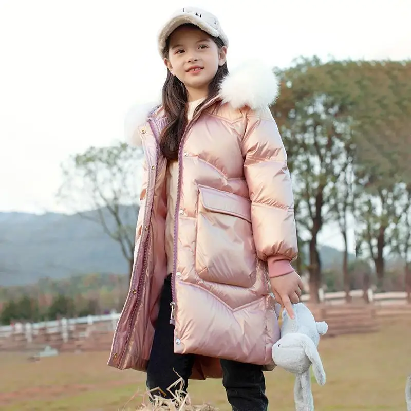 Winter Jacket for Girls Coat Teen Kids Parka Snowsuit Fashion Bright Waterproof Outerwear Children\'s Clothing 6 8 10 12 14 Years