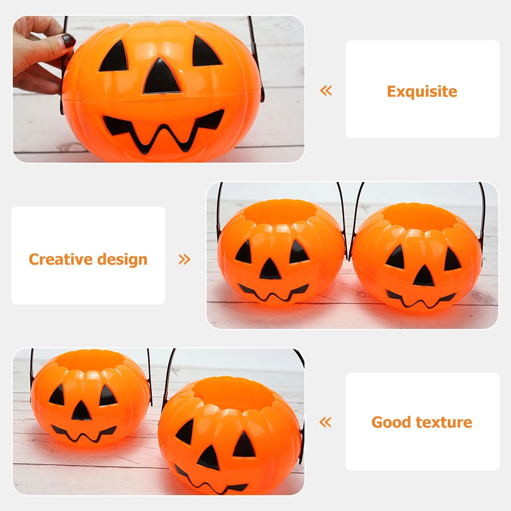 

Halloween Pumpkin Orange Plastic Candy Containers Kids Gift Halloween Pumpkin Bucket Storage Reusable