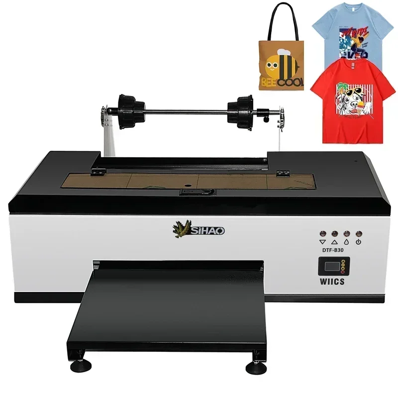 SIHAO Custom Apparel Printing Equipment, A3 All-in-One DTF Transfer Printer & Oven, R1390/L1800 Printhead for T-Shirt, Textile and Clothing Heat Transfer Production