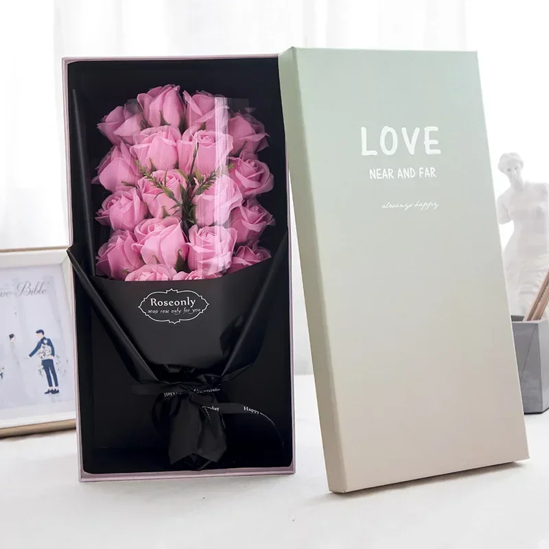 Artificial Soap Flower Rose Bouquet Gift Box Valentine\'s Day Gift For Mother Girlfriend Birthday Christmas Wedding Decoration