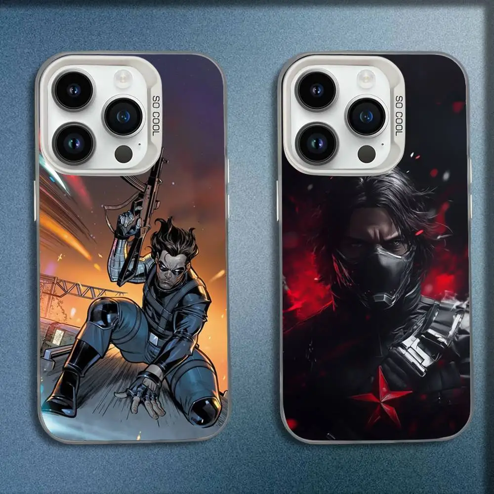 

B-Bucky B-Barnes W-Winter S-Soldier Phone Case For iPhone 16,15,14,13,12,11,Mini,Pro,E,MAX White Candy Matte Shockproof Cover