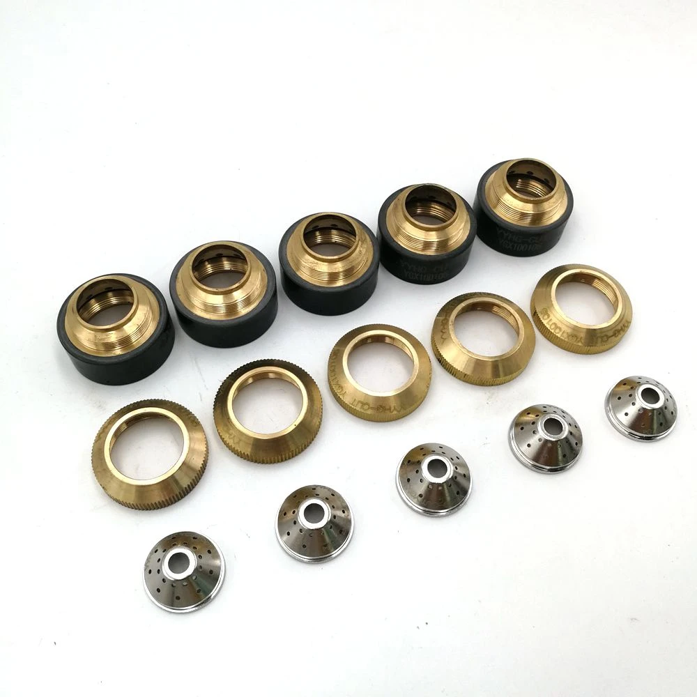 Each 5pcs CNC Plasma Cutting Torch YGX-100 YK-100 YGX100A parts shield 100104,Retaining cap 100105,100106 and air tube