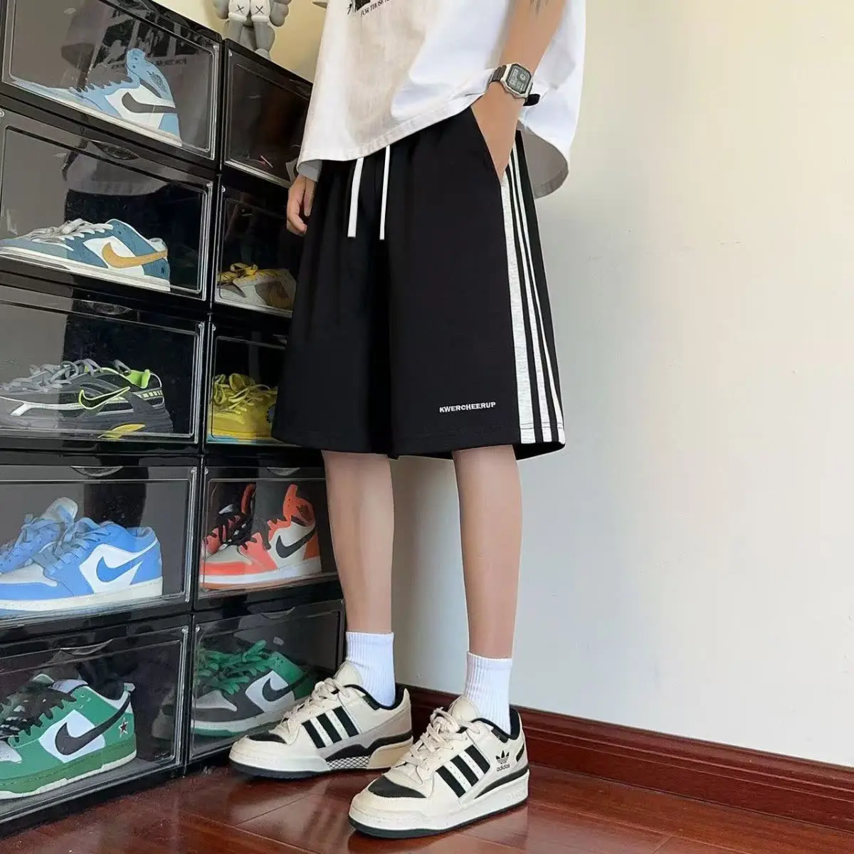 

Lazy Harajuku Ins, летние модные брендовые полосатые повседневные шорты, мужская мода, новый стиль, модные