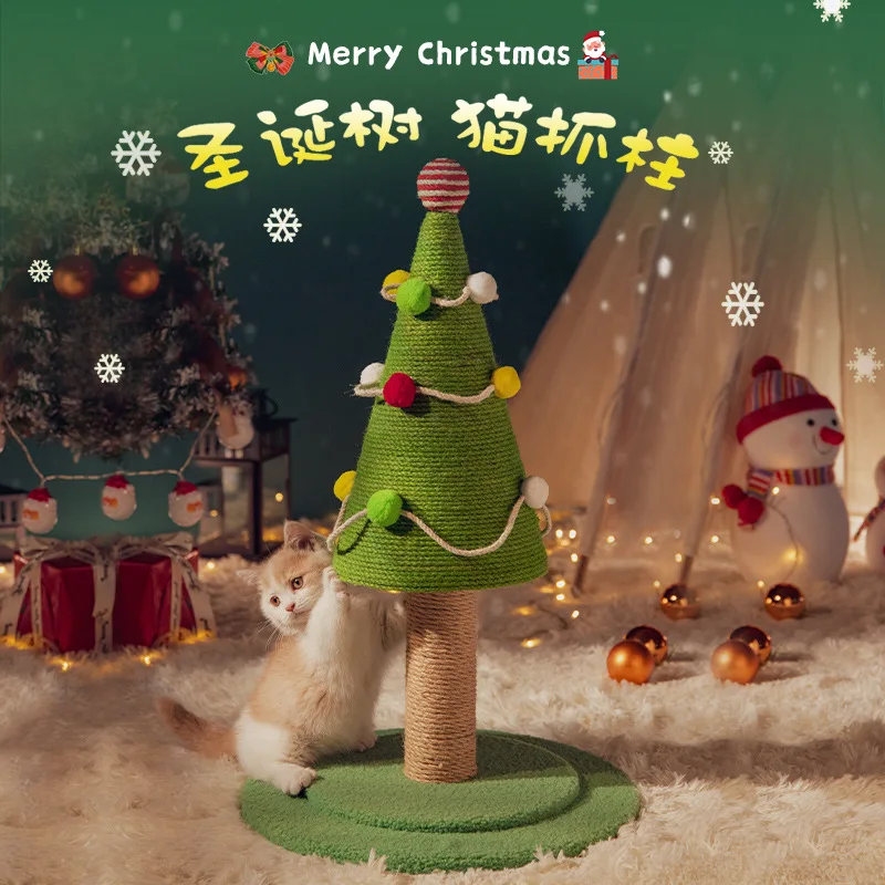 

Cat Climbing Frame Christmas Tree, Cat Scratching Board, Grinding Claws, Solid Wood, Litter Sisal Pet Scratching Post