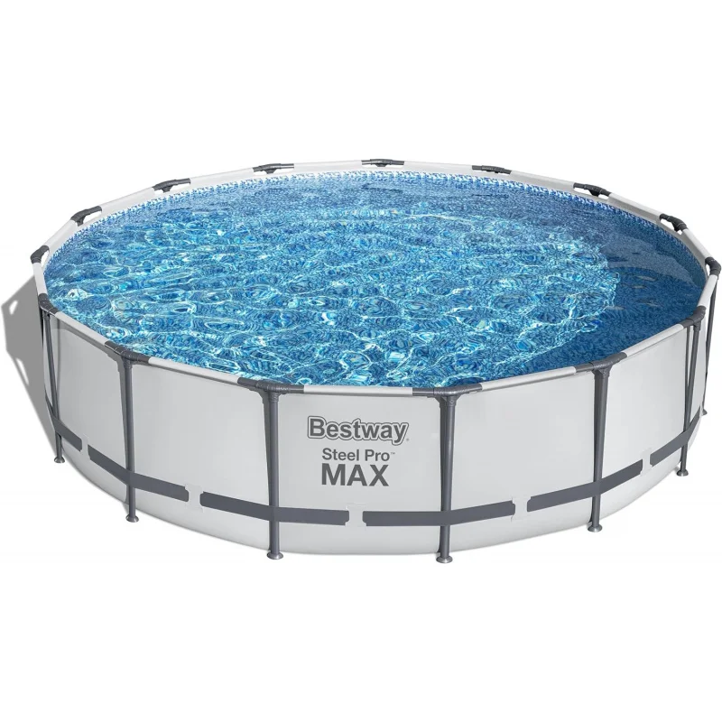 

Bestway Steel Pro MAX 15x42 дюймов, Круглый комплект для бассейна над землей, семейный бассейн с металлической рамой Outdooor с фильтром, лестницей, крышкой