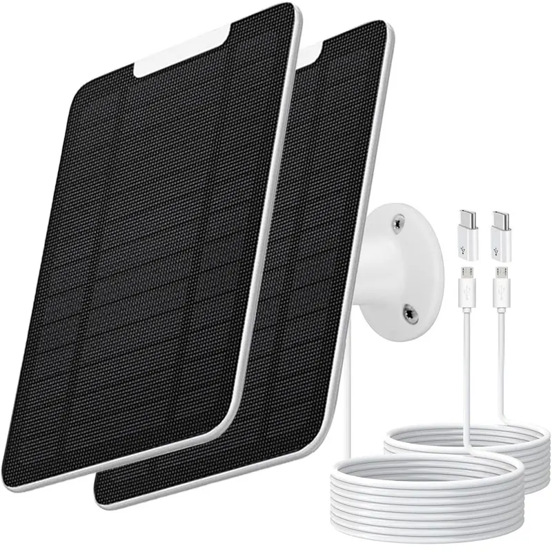 Paquet de 2 panneaux solaires 10W compatibles pour Eufy Solocam S340 S330 C210 E30 E40 E42 Eufycam 2 2C 3 3C Pro, etc. Camras de scurit.
