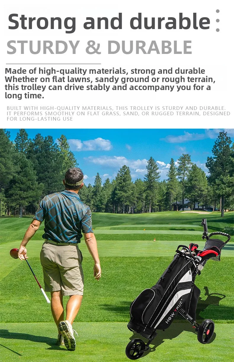 عربة حقيبة الجولف قابلة للطي مع حامل مظلة غلاية #6