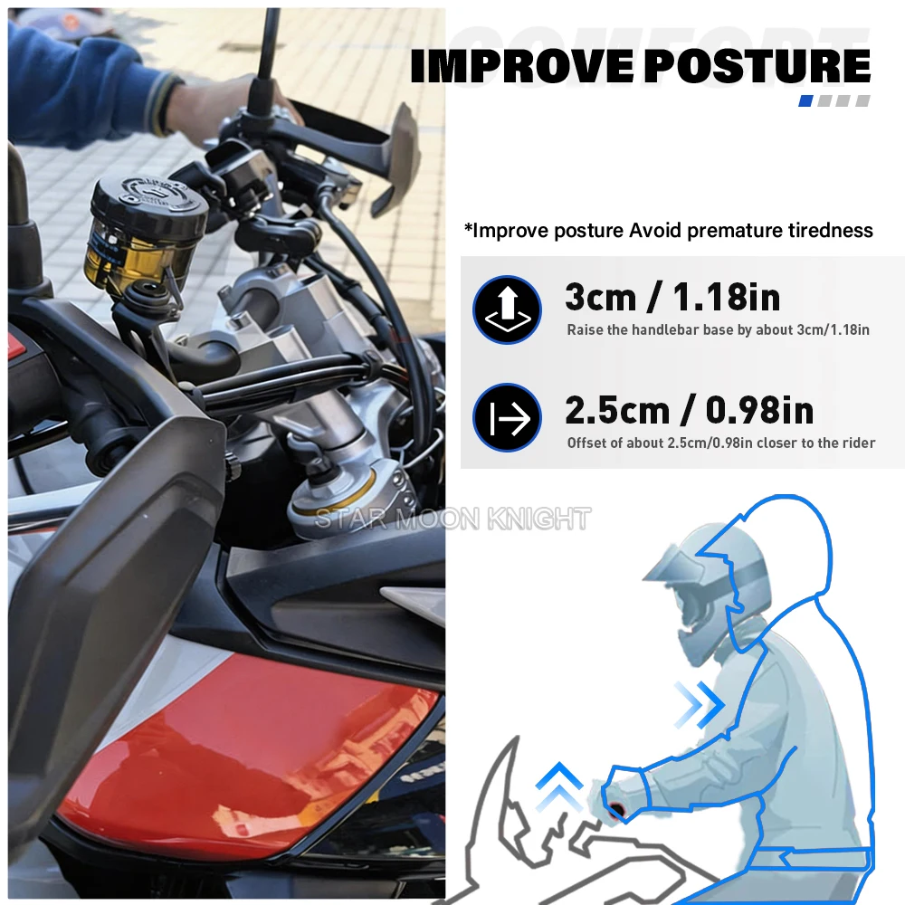 Handlebar Riser For Tiger 900 Tiger 900 GT Tiger 900 Rally Pro 2024- Tiger 850 2025- CNC Aluminum Mount Clamp Extend Adapter