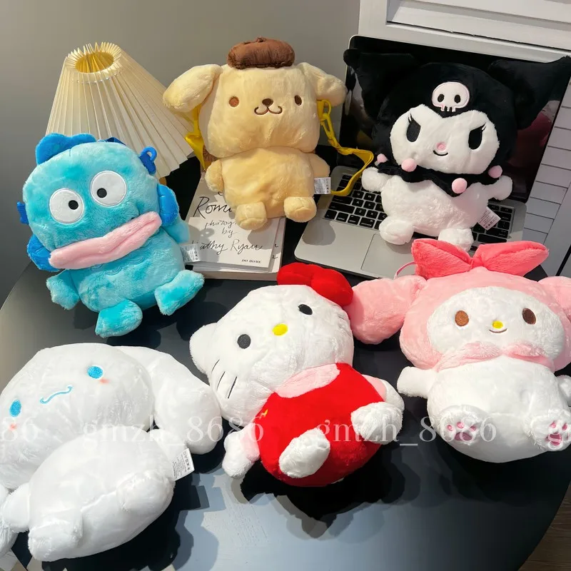 

Sanrio My Melody Kuromi Cinnamoroll плюшевая кукла Hangyodon сумка-мессенджер с помпоном Purin сумка через плечо сумка для мобильного телефона подарок для девочки
