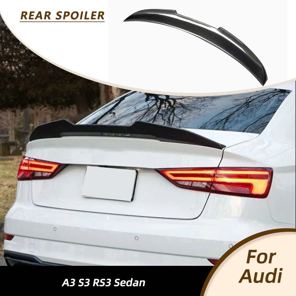 

Car Rear Trunk Racing Spoiler for Audi A3 S3 RS3 4 Door Sedan 2014 - 2019 Rear Wing Spoiler Boot Lid Highkick Lip Carbon Fiber