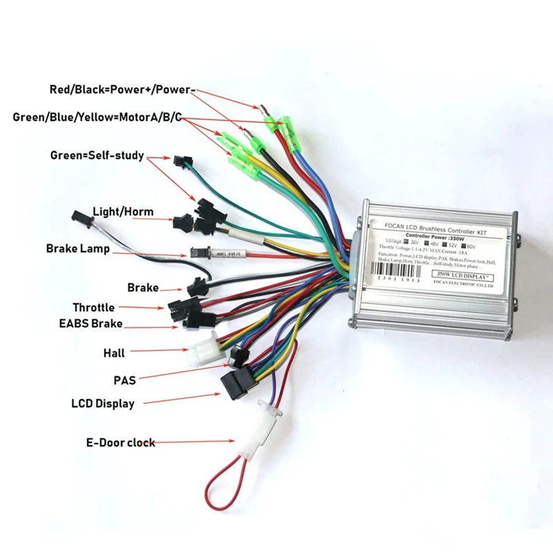 AA79 New 36V 48V 52V 60V 350W 18A Brushless DC Motor Controller Ebike Controller S866 LCD Display Speedometer