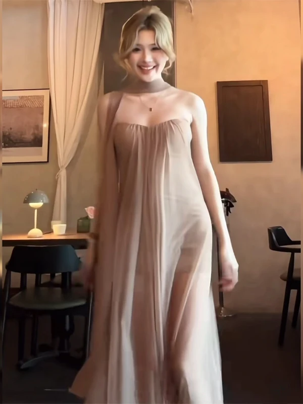 Ele Lace ter Ne Bodycon Dr Summer Beach Photo oot Perfect Airy Tulle Wrap around High Waist A-Line Skirt Dr