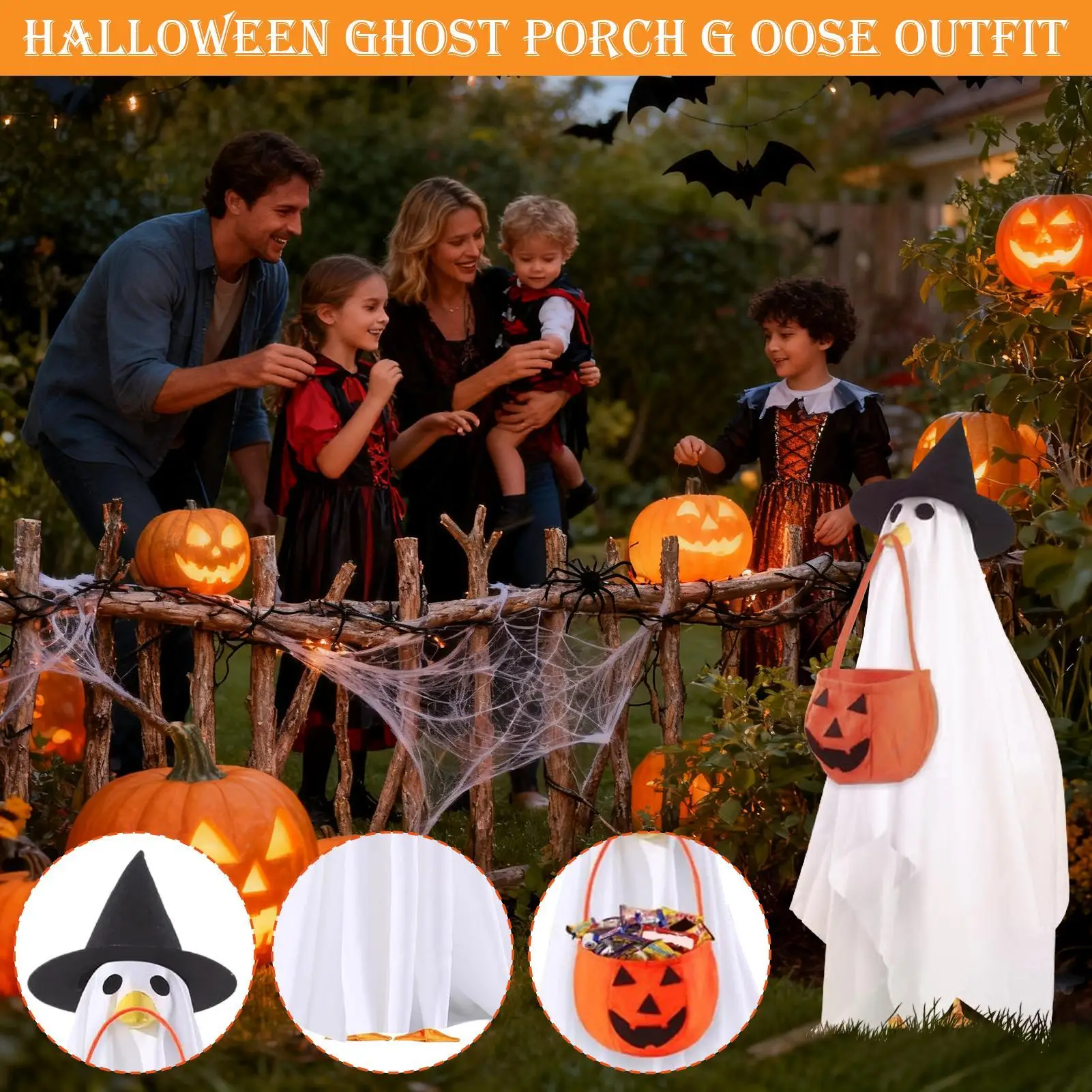 Porch Geese Halloween Outfit Ghost Holiday Ghost Clothes For Porch Geese Lawn Figurine Dress Up Clothes For Photo Backdrop