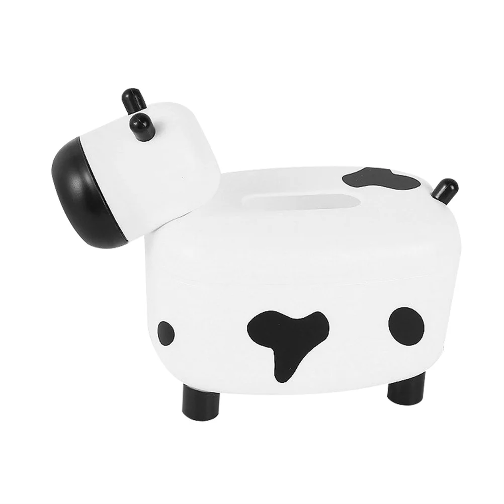 Cow Tissue Box Cover Multi-Functional DIY Toothpick Holder Compact Portable Tissue Case Creative Desktop Napkin Organizer