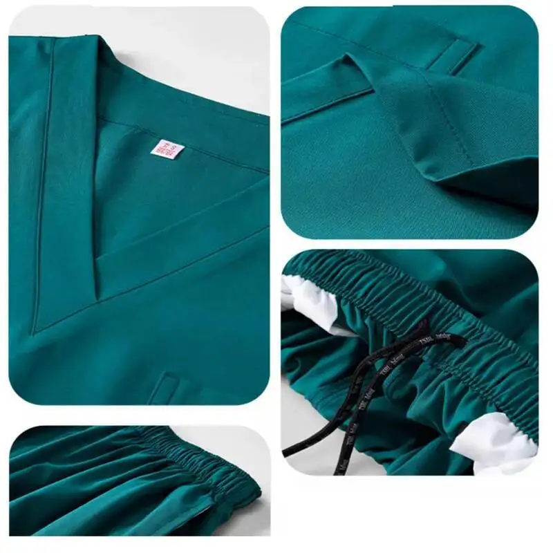 New Pure Cotton Women Men Surgical Gown Medical Dentista Uniforms Nurse Clinico Accessories For Work Suit Colors Top And Pants