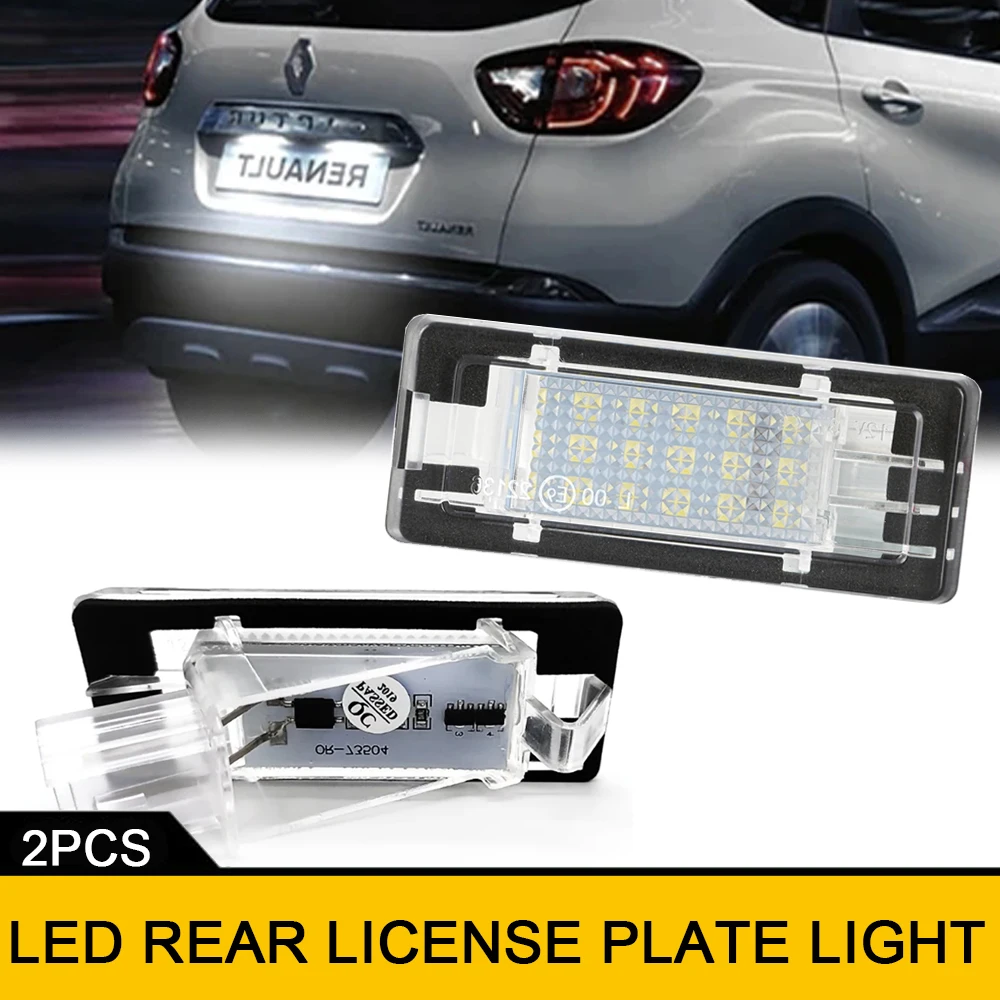 2x Free Error LED Rear Number Plate Lamp For Renault Clio Espace Fluence Laguna Latitude Grand Modus Zoe Scenic Car Styling